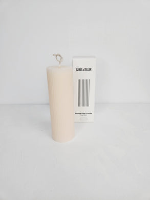 Gabel & Teller Ribbed Column Pillar Candle 15x5cm - Nude - ZOES Kitchen