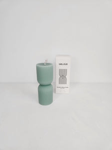 Gabel & Teller Hourglass Ribbed Candle 14x5cm - Sage Green - ZOES Kitchen