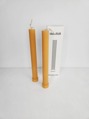 Gabel & Teller Tall Ribbed Pillar Candle 2pc - Almond - ZOES Kitchen