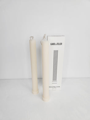Gabel & Teller Tall Ribbed Pillar Candle 2pc - Nude - ZOES Kitchen
