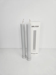 Gabel & Teller Tall Ribbed Pillar Candle 2pc - Lunar Grey - ZOES Kitchen