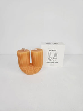 Gabel & Teller U - Shaped Ribbed Candle 9.5x9.5cm - Almond - ZOES Kitchen
