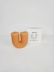Gabel & Teller U - Shaped Ribbed Candle 9.5x9.5cm - Almond - ZOES Kitchen