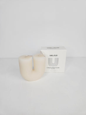 Gabel & Teller U - Shaped Ribbed Candle 9.5x9.5cm - Nude - ZOES Kitchen