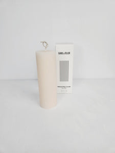 Gabel & Teller Ribbed Column Pillar Candle 15x5cm - Ivory White - ZOES Kitchen