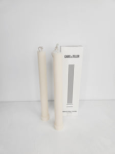 Gabel & Teller Tall Ribbed Pillar Candle 2pc - Ivory White - ZOES Kitchen