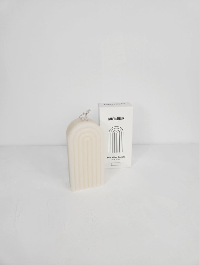 Gabel & Teller Arched Pillar Candle 12x6cm - Ivory White - ZOES Kitchen