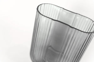 Gabel & Teller Glass U - Shaped Ribbed Vase 23x16.5cm - Midnight Grey - ZOES Kitchen