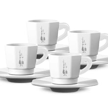 Load image into Gallery viewer, Bialetti White Octagonal Coffee Cups with Saucer - Set of 4