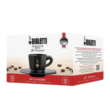 Load image into Gallery viewer, Bialetti Black Octagonal Coffee Cups with Saucer - Set of 4