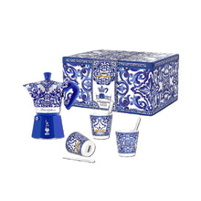 Load image into Gallery viewer, Bialetti Dolce &amp; Gabbana Gift Set - Moka 6 Cup + 3 Cups + Stirrers - Blue