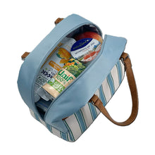 Load image into Gallery viewer, Sachi Style 237 Insulated Cali Lunch Bag Patterned - Hazy Blue Stripes