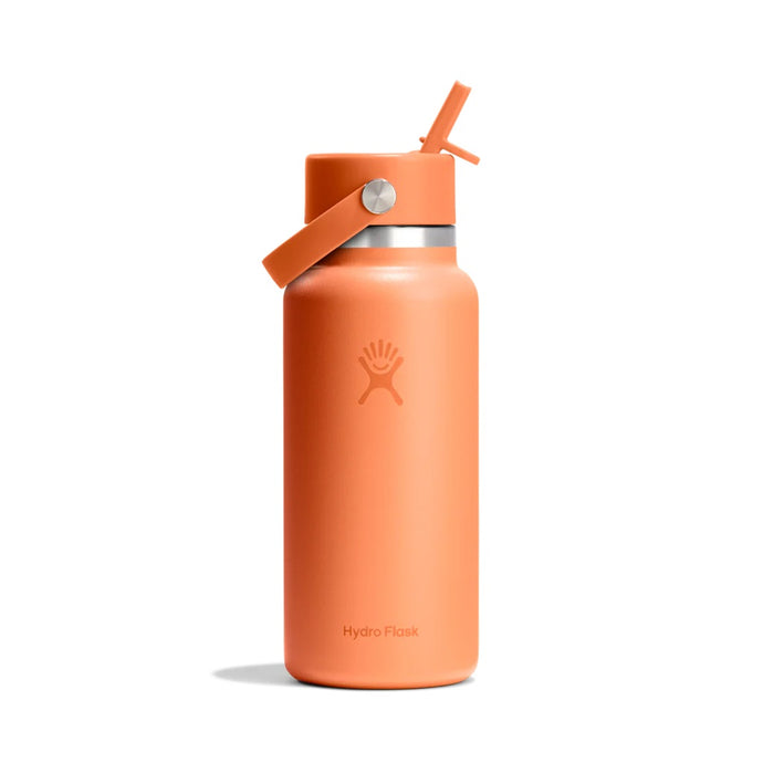 Hydro Flask Hydration Bottle Wide Mouth With Flex Straw Cap 32oz/946ml - Nectar Orange