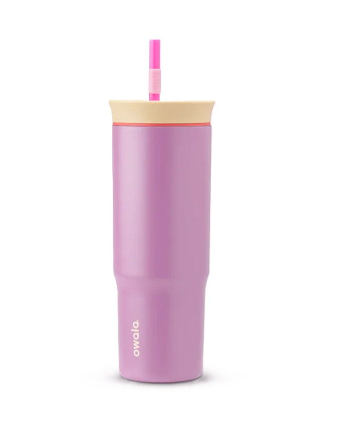 Owala Tumbler Stainless Steel Insulated 710ml/24oz - Smell the Roses (Tan/Purple)