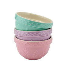 Load image into Gallery viewer, Wiltshire Baking Traditions Set of 3 Mini Prep Bowls 12x7cm Strawberry, Lavender &amp; Pistachio