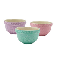 Load image into Gallery viewer, Wiltshire Baking Traditions Set of 3 Mini Prep Bowls 12x7cm Strawberry, Lavender &amp; Pistachio