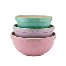 Load image into Gallery viewer, Wiltshire Baking Traditions Set of 3 Mixing Bowls 20.5cm, 23.5cm, 26.5cm Strawberry, Lavender &amp; Pistachio