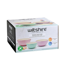 Load image into Gallery viewer, Wiltshire Baking Traditions Set of 3 Mixing Bowls 20.5cm, 23.5cm, 26.5cm Strawberry, Lavender &amp; Pistachio