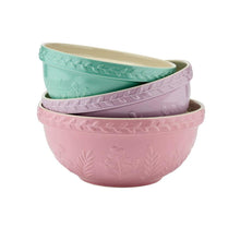 Load image into Gallery viewer, Wiltshire Baking Traditions Set of 3 Mixing Bowls 20.5cm, 23.5cm, 26.5cm Strawberry, Lavender &amp; Pistachio