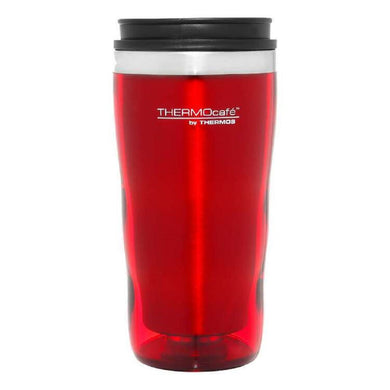Thermos Thermocafe Travel Tumbler Stainless Steel Inner Plastic Outer 470ml - Red - ZOES Kitchen