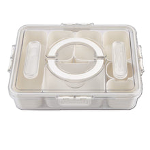 Load image into Gallery viewer, Pizzazz Rectangular 7 Compartment Grazing Box with Carry Handles &amp; Food Picks