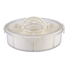 Load image into Gallery viewer, Pizzazz Round 9 Compartment Grazing Box with Carry Handles &amp; Food Picks