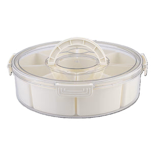 Pizzazz Round 9 Compartment Grazing Box with Carry Handles & Food Picks