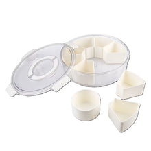 Load image into Gallery viewer, Pizzazz Round 9 Compartment Grazing Box with Carry Handles &amp; Food Picks
