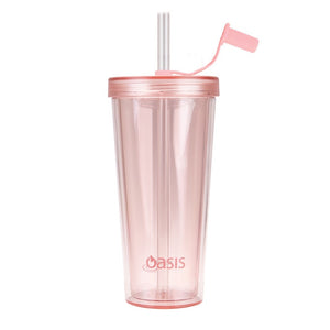 Oasis S/S D/W Ins Smoothie Tumbler W/Straw 500ml - Strawberry