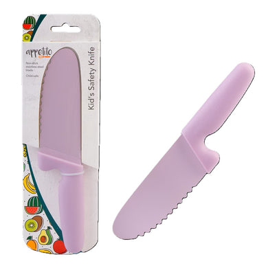 Appetito Kids Safety Knife with Non-stick Serrated Blade - Pink