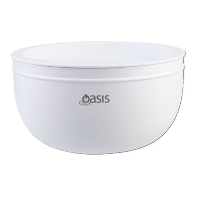 Oasis S/S Double Wall Salad Bowl with Lid 2.8l - White
