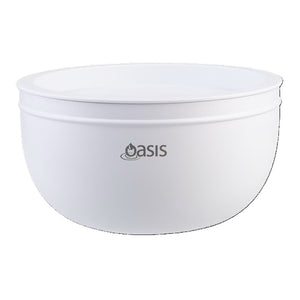 Oasis S/S Double Wall Salad Bowl with Lid 2.8l - White