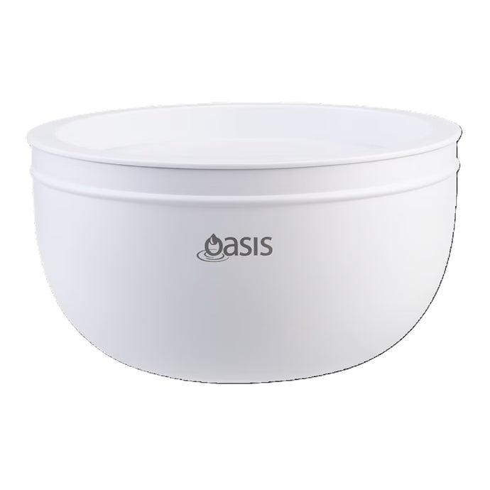 Oasis S/S Double Wall Salad Bowl with Lid 2.8l - White