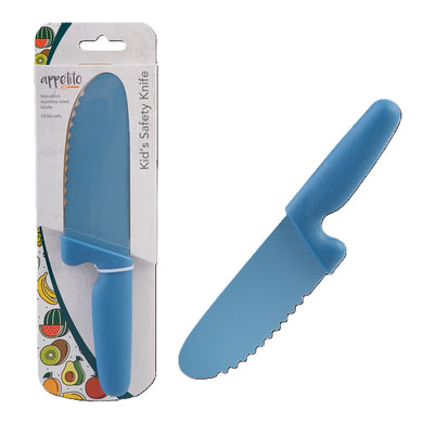 Appetito Kids Safety Knife with Non-stick Serrated Blade - Blue