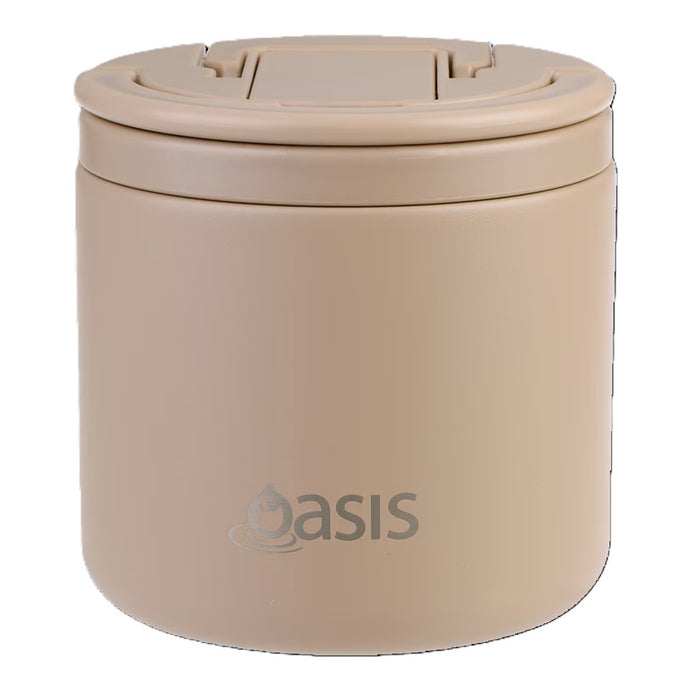 Oasis Stainless Steel Double Wall Insulated Food Flask with Quick Release Lid & Sport 550ml - Latte
