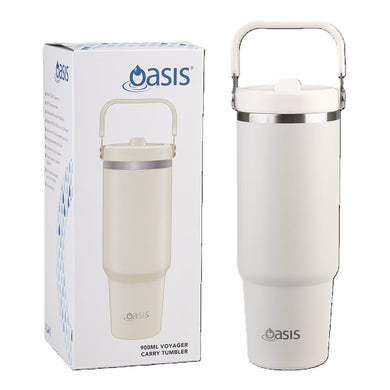 Oasis Stainless Steel Double Wall Insulated 'Voyager' Carry Tumbler 900ml - Alabaster