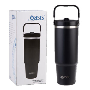 Oasis Stainless Steel Double Wall Insulated 'Voyager' Carry Tumbler 900ml - Black