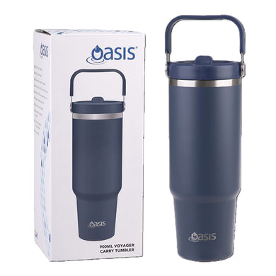 Oasis Stainless Steel Double Wall Insulated 'Voyager' Carry Tumbler 900ml - Indigo