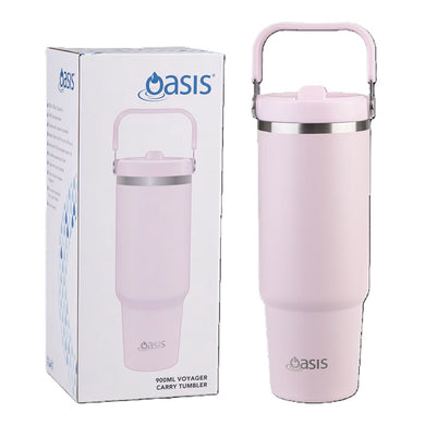 Oasis Stainless Steel Double Wall Insulated 'Voyager' Carry Tumbler 900ml - Pink Lemonade