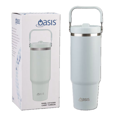 Oasis Stainless Steel Double Wall Insulated 'Voyager' Carry Tumbler 900ml - Sea Mist