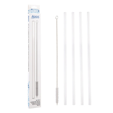 Oasis Commuter Travel Tumbler Straws - Set of 4 With Cleaning Brush