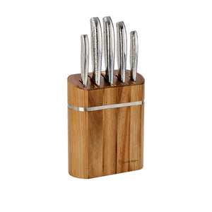 Stanley Rogers Acacia Domed Oval Knife Block 6PC Set - ZOES Kitchen