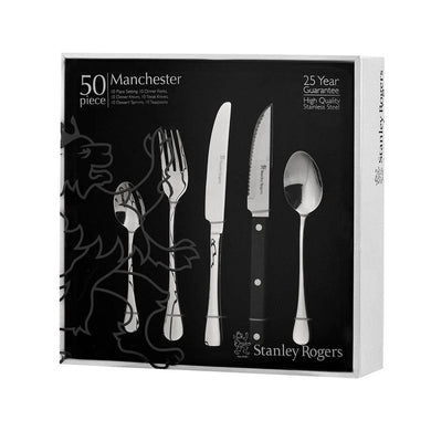 Stanley Rogers Manchester Cutlery Set with Steak Knives - 50 Piece