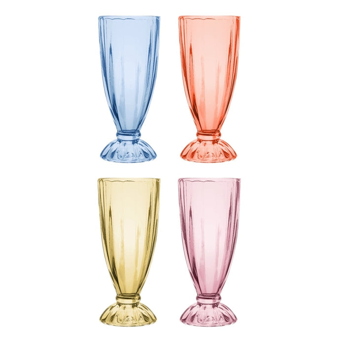 Porto Dessert Coloured Milkshake Glasses 340ml - Set of 4