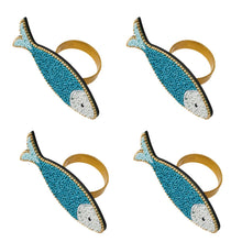 Load image into Gallery viewer, Porto Cove Beaded Napkin Rings Fish - Set of 4