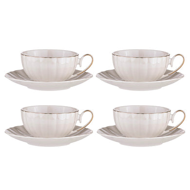 Ashdene Parisienne Pearl Cup & Saucer Set 4 - White - ZOES Kitchen