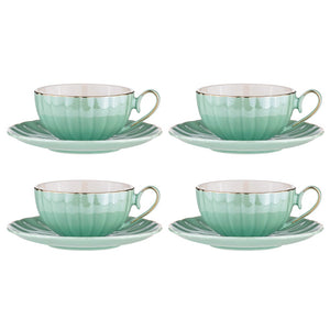 Ashdene Parisienne Pearl Cup & Saucer Set 4 - Aquamarine - ZOES Kitchen