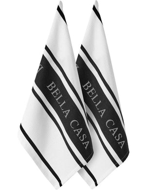 Ladelle Bella Casa Kitchen Tea Towel - Black 2 - ZOES Kitchen