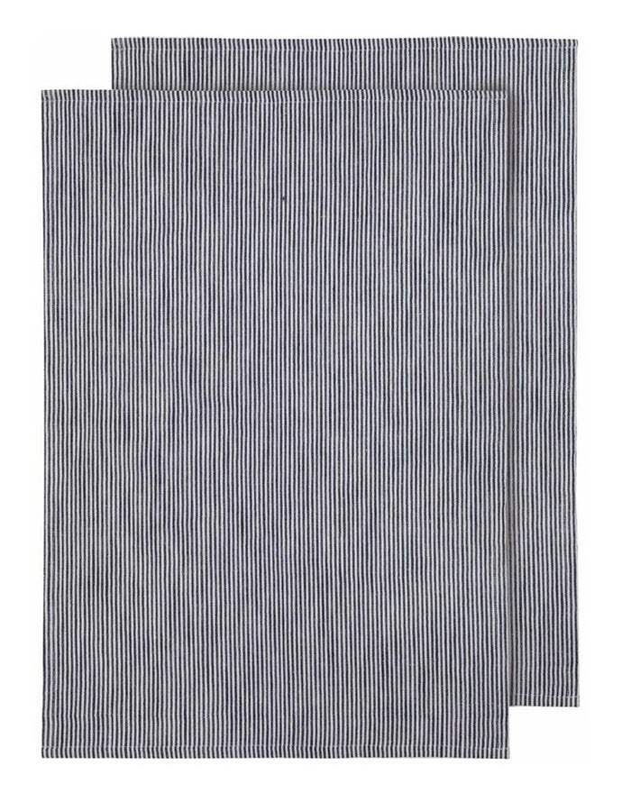 Ladelle Lina Stripe Navy 2pk Kitchen Towel - ZOES Kitchen