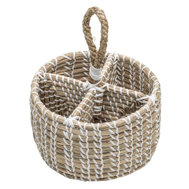 Ladelle Seagrass Woven White Utensil Holder - ZOES Kitchen